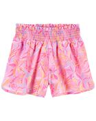 Kid Smocked Shorts in Moisture Wicking Active Fabric, image 1 of 2 slides