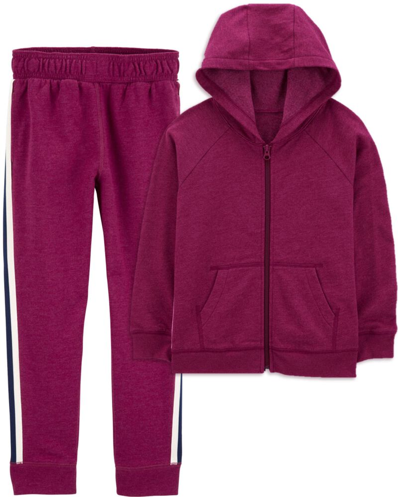 Kid 2-Piece Zip-Up Fleece Hoodie & Pants Set, image 1 of 8 slides