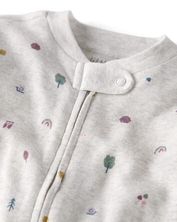 Baby Girl Organic Cotton Sleep & Play Pajamas in Nature Icon Print, 