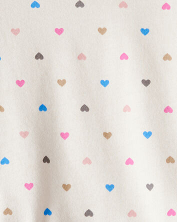 Baby Girl Heart Print Long-Sleeve Peplum Top - Cream, 