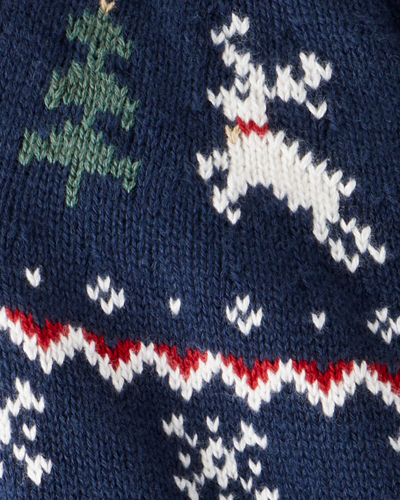 Baby Organic Cotton Fair Isle Sweater Knit Jumpsuit, image 3 of 5 slides