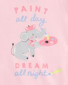 Toddler 4-Piece Painter Elephant 100% Snug Fit Cotton Pajamas, image 2 of 4 slides