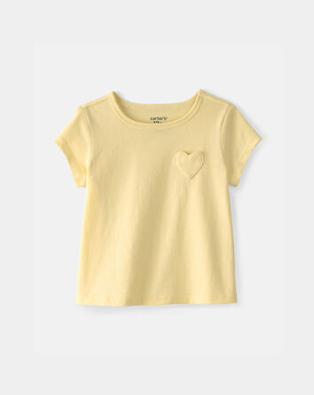 Baby Girl Heart Pocket Top - Yellow, 