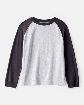 Boys Long-Sleeve Raglan Tee - Charcoal, 