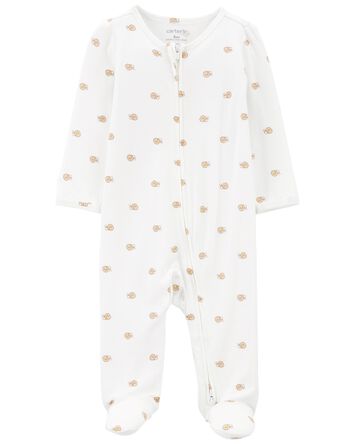 Baby Snail Print Zip-Up PurelySoft Sleep & Play Pajamas, 