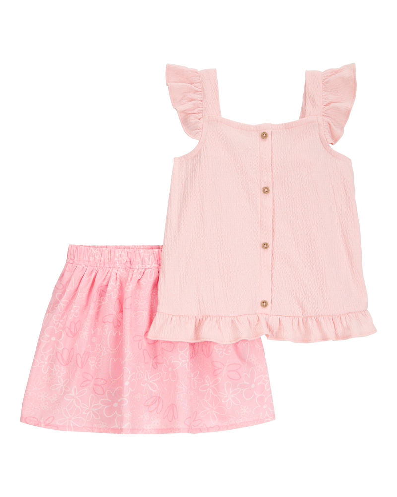 Toddler 2-Piece Print Skort Set - Pink, image 1 of 4 slides