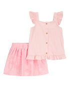 Toddler 2-Piece Print Skort Set - Pink, image 1 of 4 slides