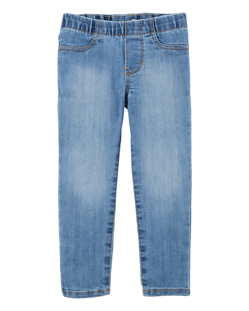 Toddler Light Wash Elastic-Waist Jeggings, image 1 of 6 slides