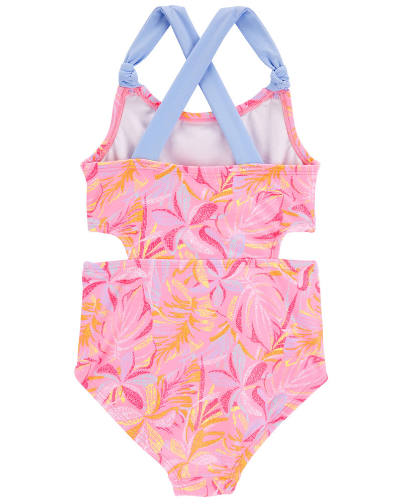 Toddler Palm Print 1-Piece Cut-Out Swimsuit, image 2 of 4 slides