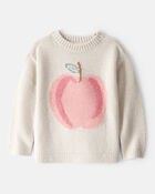 Toddler Girl Apple Long-Sleeve Sweater - Ivory, image 1 of 3 slides
