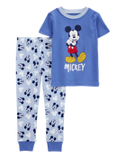 Toddler Disney© Mickey Mouse Snug-Fit Cotton 2-Piece Pajamas - Blue, image 1 of 3 slides