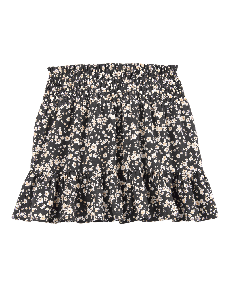 Kid Floral Linen Look-Alike Drawstring Skirt, image 2 of 4 slides