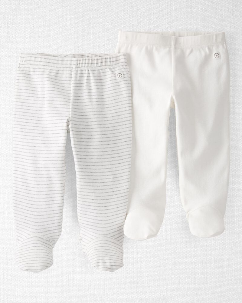 Baby 2-Pack Organic Cotton Rib Footed Pants, image 1 of 3 slides