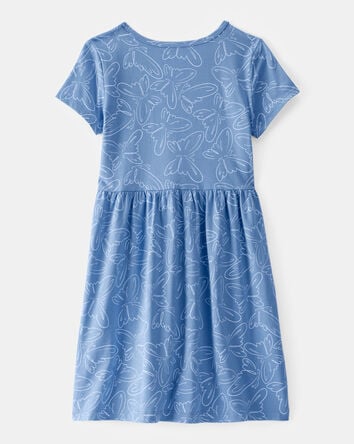 Girls Floral Short-Sleeve Dress - Blue, 