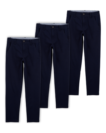 Kid 3-Pack Slim Tapered Chino Pants - Navy, 