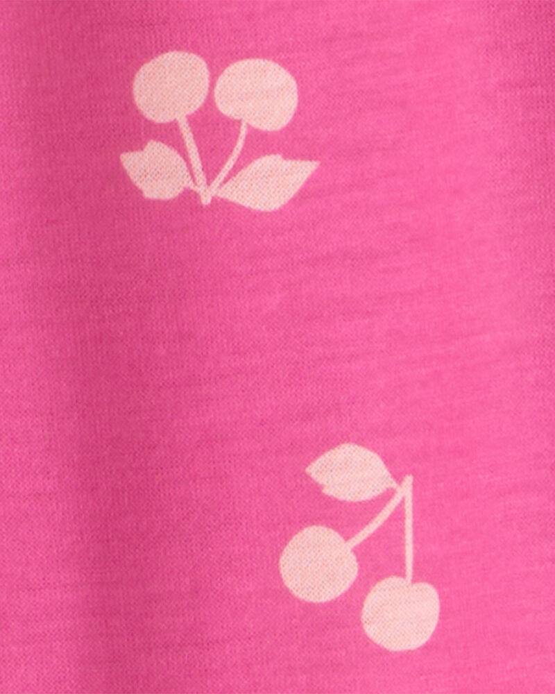 Girls Cherry Print Long-Sleeve Loose Fit Night Gowns - Pink, image 2 of 4 slides