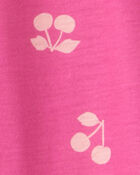Girls Cherry Print Long-Sleeve Loose Fit Night Gowns - Pink, image 2 of 4 slides