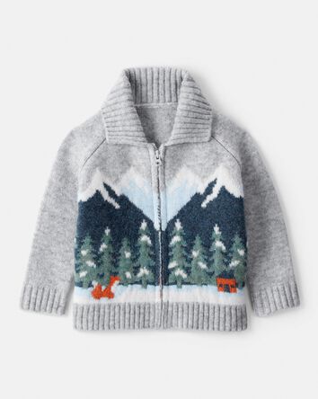 Baby Boy Mountain Print Long-Sleeve Sweater - Grey, 