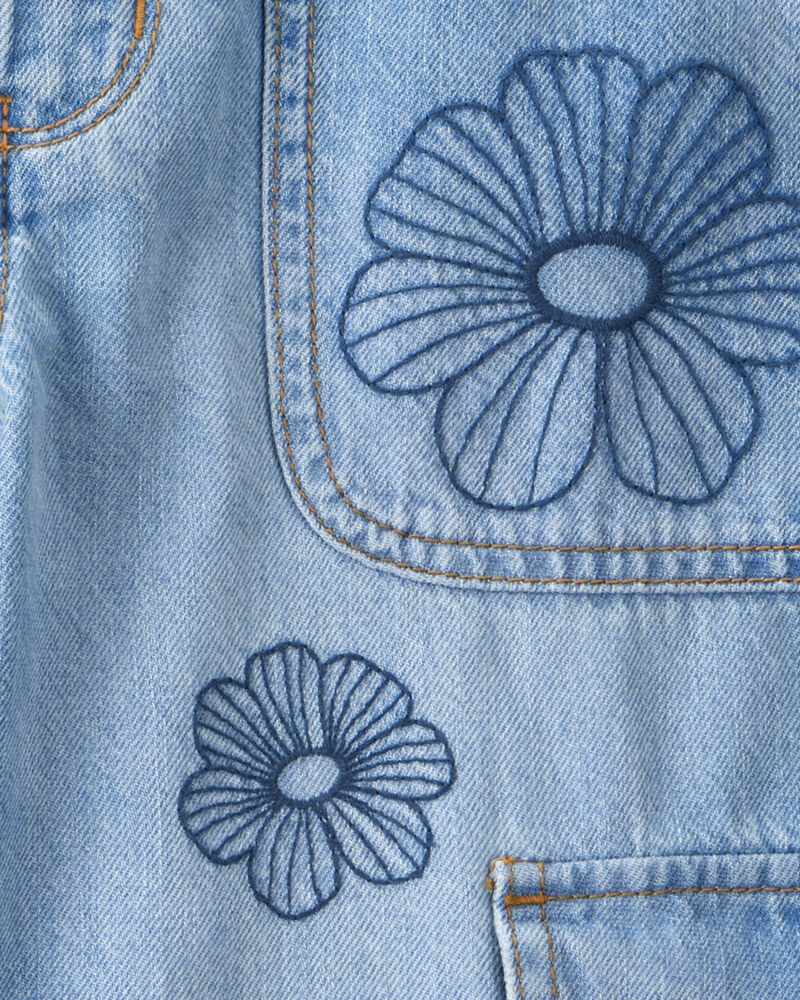 Girls High-Rise Denim Cargo Jeans - Blue, image 4 of 6 slides