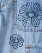 Girls High-Rise Denim Cargo Jeans - Blue, image 4 of 6 slides