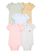 Baby 5-Pack Animal Short-Sleeve Cotton Bodysuits, image 1 of 7 slides