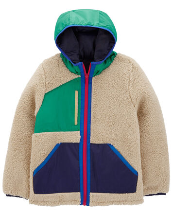 Kid Colorblock Faux Sherpa Mid-Weight Jacket, 