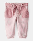 Baby Vintage Inspired Twill Striped & Polka Dot Pants - Pink, image 1 of 4 slides
