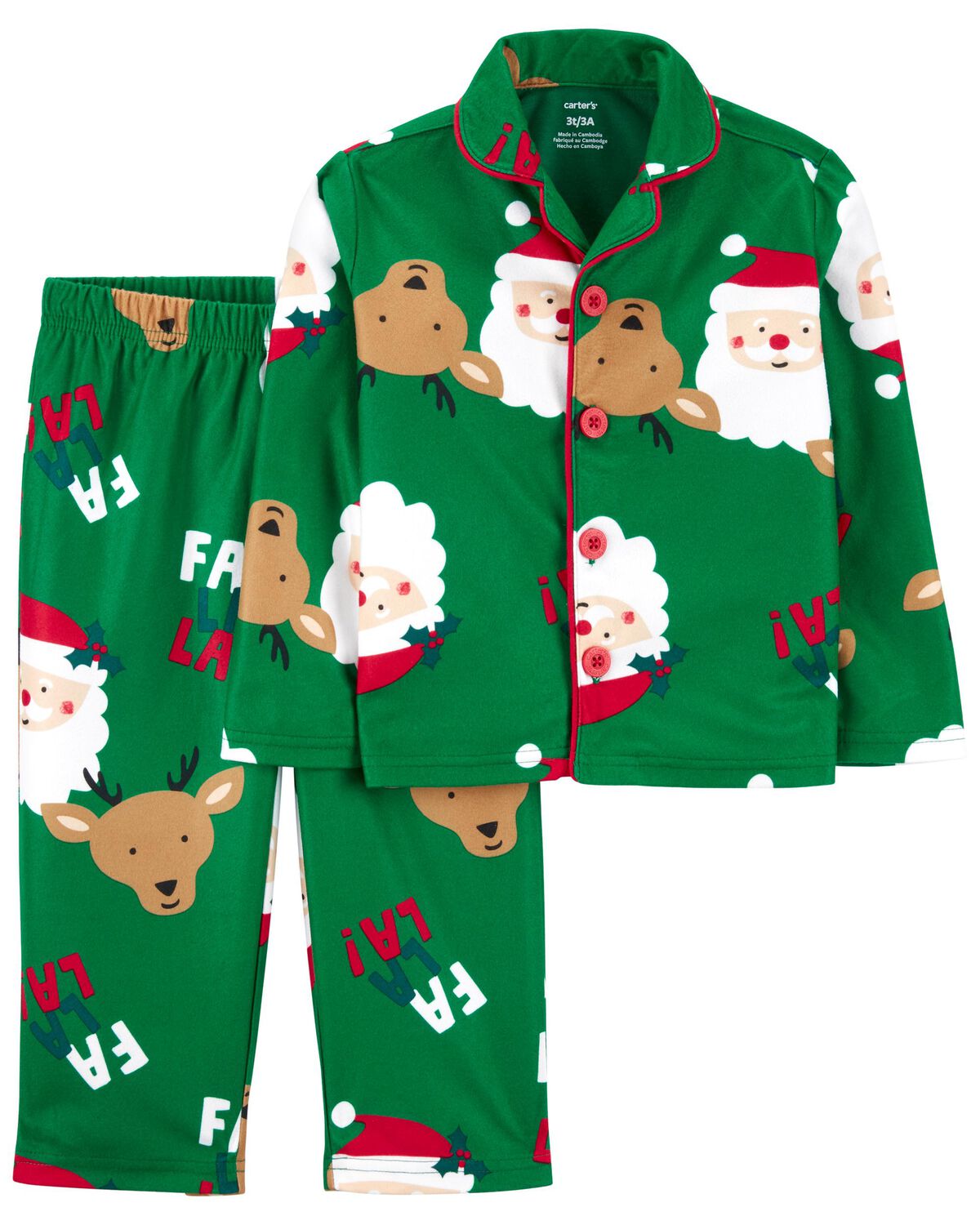 Green Toddler 2-Piece Christmas Coat-Style Fleece PJs | carters.com