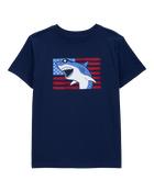 Kid American Flag Shark Tee - Navy, image 1 of 3 slides