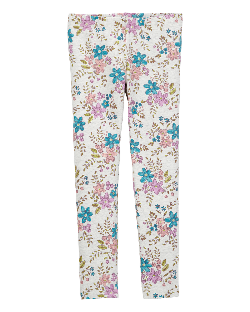 Girls Floral Stretch Leggings - Multi, image 3 of 5 slides