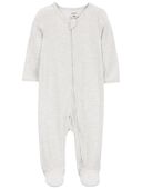 Grey - Baby Zip-Up PurelySoft Sleep & Play Pajamas