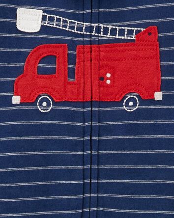 Toddler 1-Piece Firetruck 100% Snug Fit Cotton Footie Pajamas, 