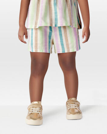 Toddler Striped Pull-On Linen Look-Alike Shorts, 