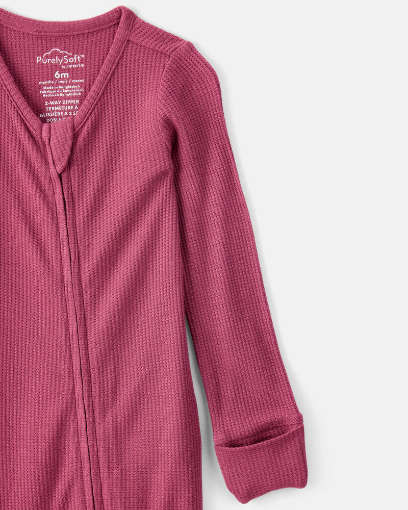 Baby Girl PurelySoft Long-Sleeve Sleep & Play - Burgundy, image 2 of 8 slides