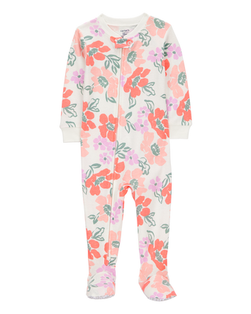 Baby Girl 1-Piece Floral 100% Snug Fit Cotton Footie Pajamas, 