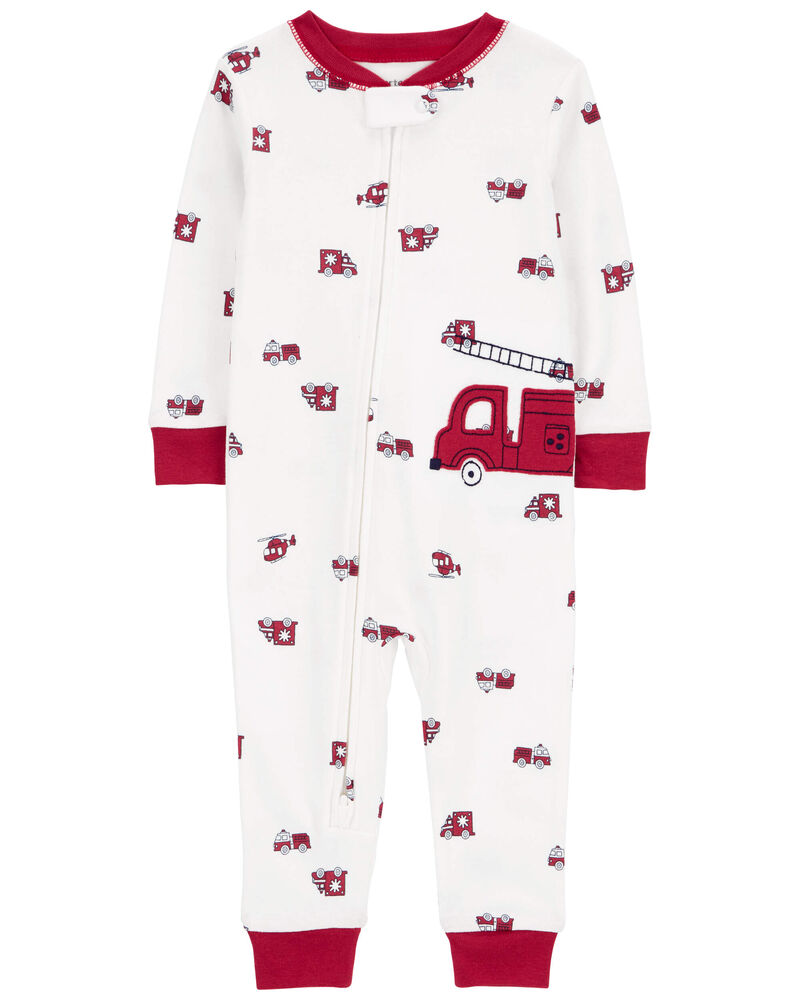 Toddler 1-Piece Firetruck 100% Snug Fit Cotton Footless Pajamas, image 1 of 4 slides