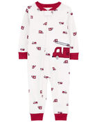 Toddler 1-Piece Firetruck 100% Snug Fit Cotton Footless Pajamas, image 1 of 4 slides