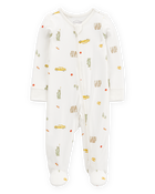 Baby New York City Print 2-Way Zip PurelySoft Sleep & Play Pajamas - Ivory, image 1 of 6 slides