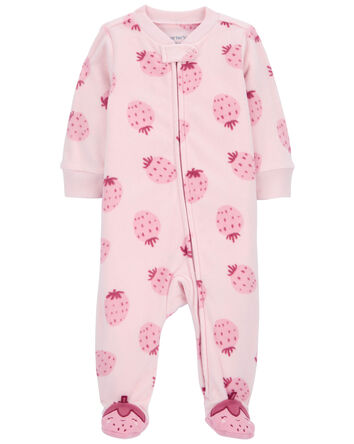 Baby Strawberry Fleece Footie Sleep & Play Pajamas, 