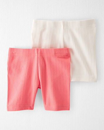 Toddler 2-Pack Organic Cotton Ribbed Pedal Shorts, 