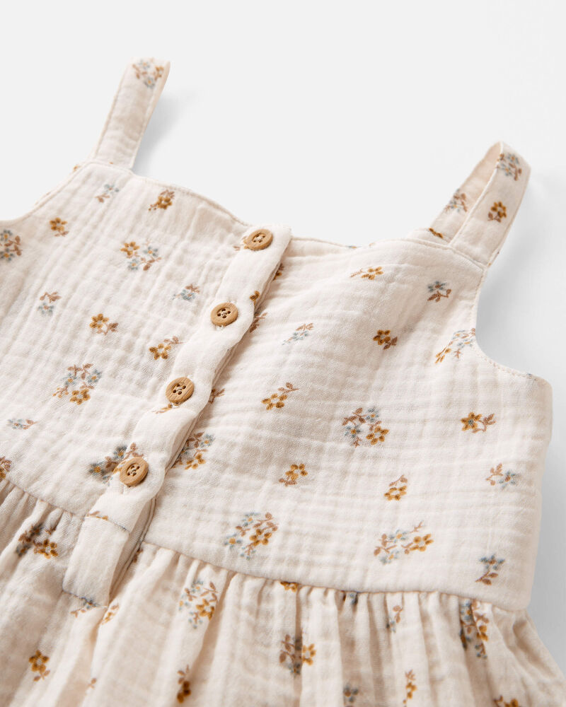 Toddler Organic Cotton Floral Print Gauze Dress, image 3 of 5 slides