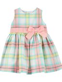 Pink/Mint/Yellow - Baby Plaid Sateen Dress