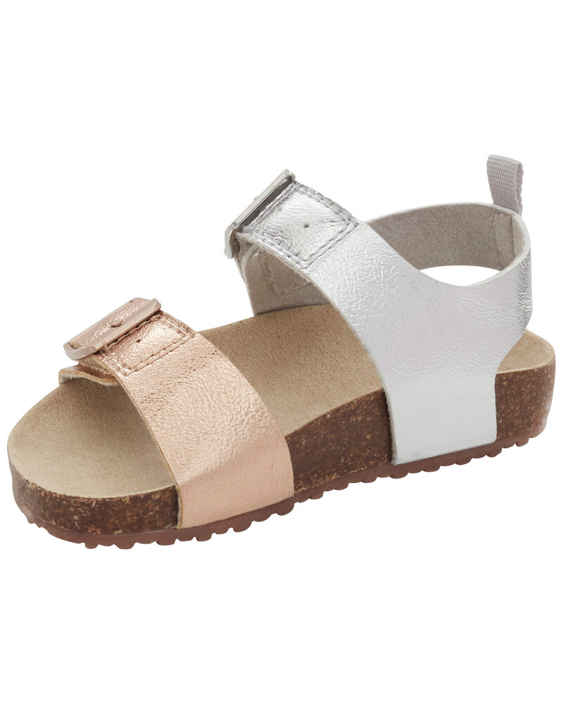 Kid Buckle Faux Cork Sandals, image 6 of 7 slides