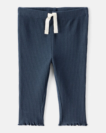 Baby Girl Cotton Pull-On Pants - Navy Blue, 