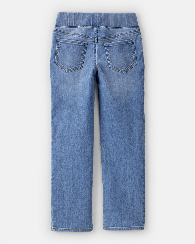Girls Mid-Rise Denim Pull-On Jeans - Blue, image 2 of 4 slides