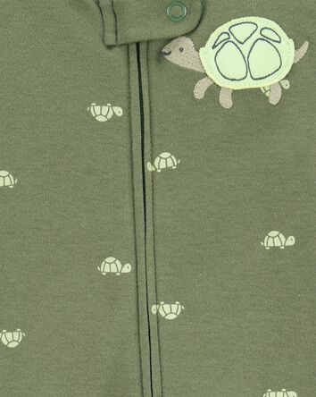 Baby Boy Turtle Print 2-Way Zip Cotton Sleep & Play Pajamas - Green, 