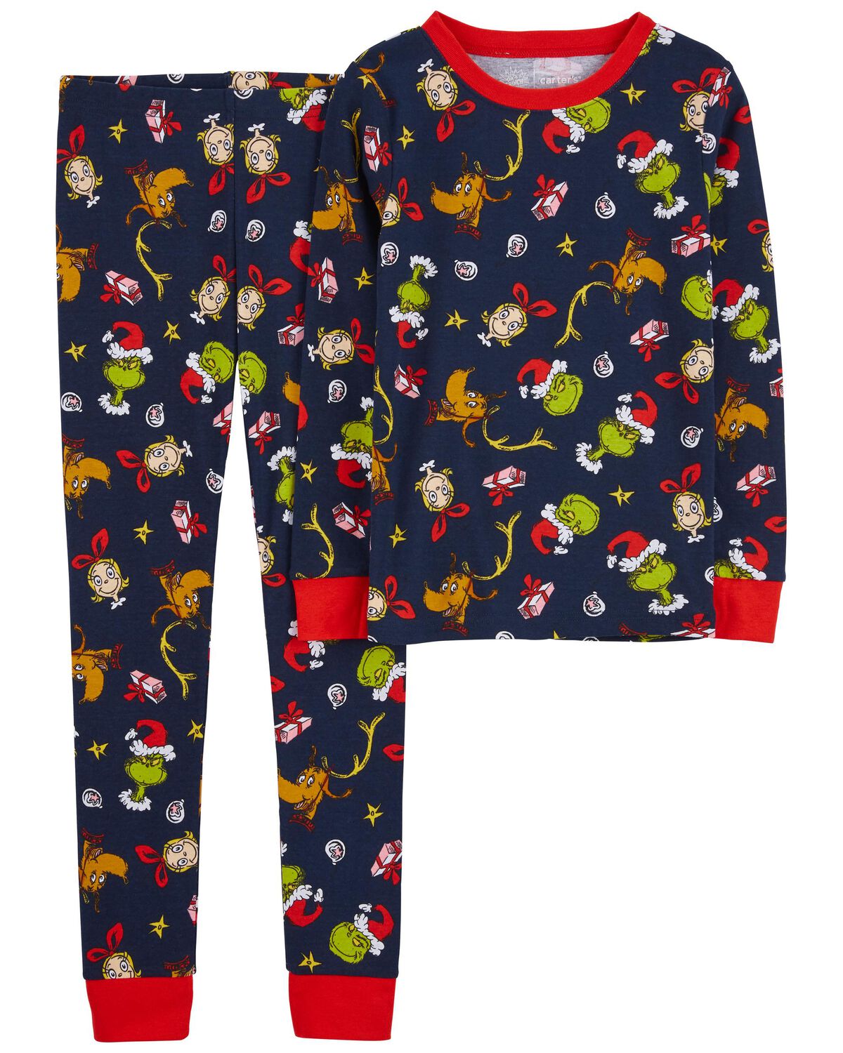 Multi Kid 2Piece Grinch Christmas 100 Snug Fit Cotton Pajamas