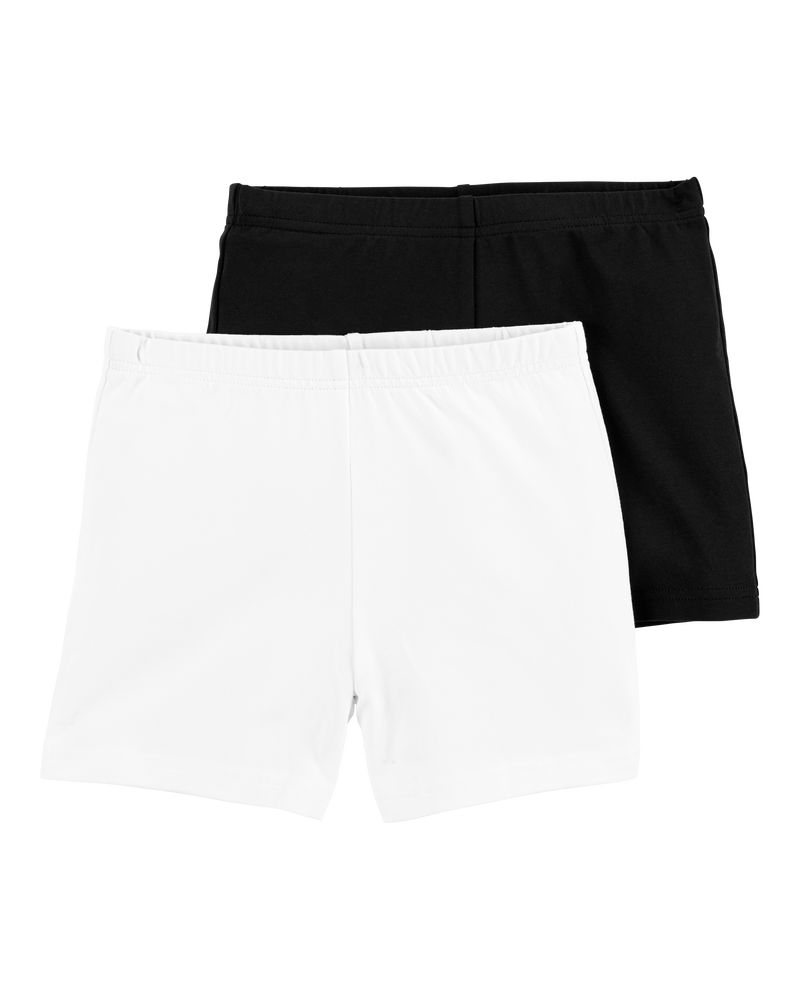 Kid 2-Pack Black/White Bike Shorts, image 1 of 3 slides