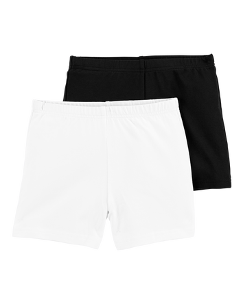 Kid 2-Pack Black/White Bike Shorts, 