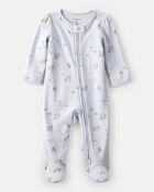 Baby Girl Unicorn Star Print 100% Cotton Long-Sleeve 2-Way Zip Sleep & Play - Blue, image 1 of 4 slides